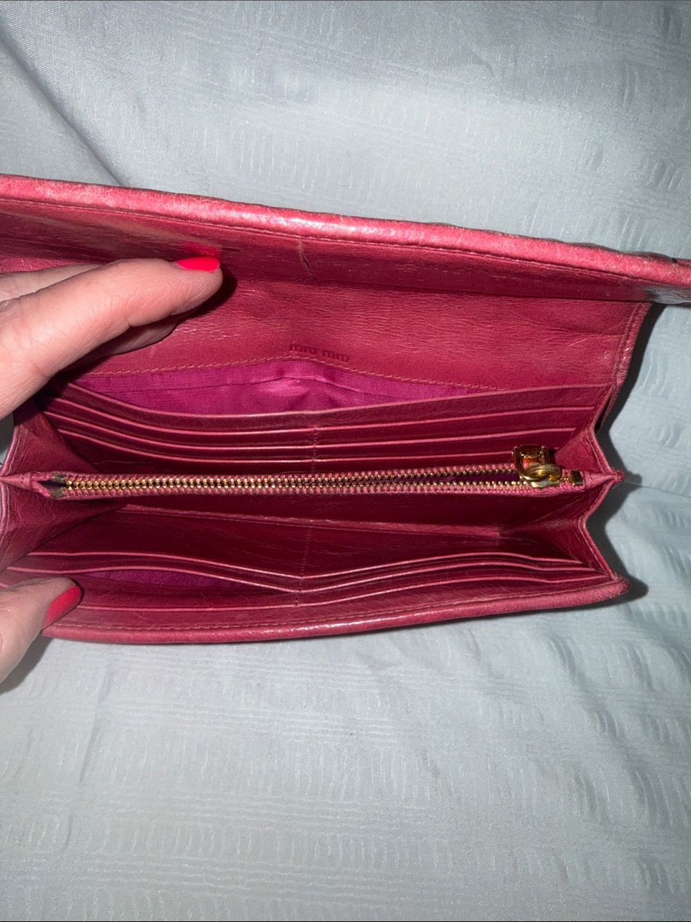 Miu Miu Pink Contental Leather Wallet Clutch - Picture 9 of 15